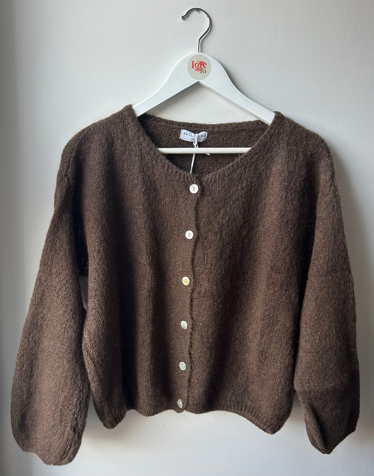 Long Sleeve Mohair Cardigan Chocolate