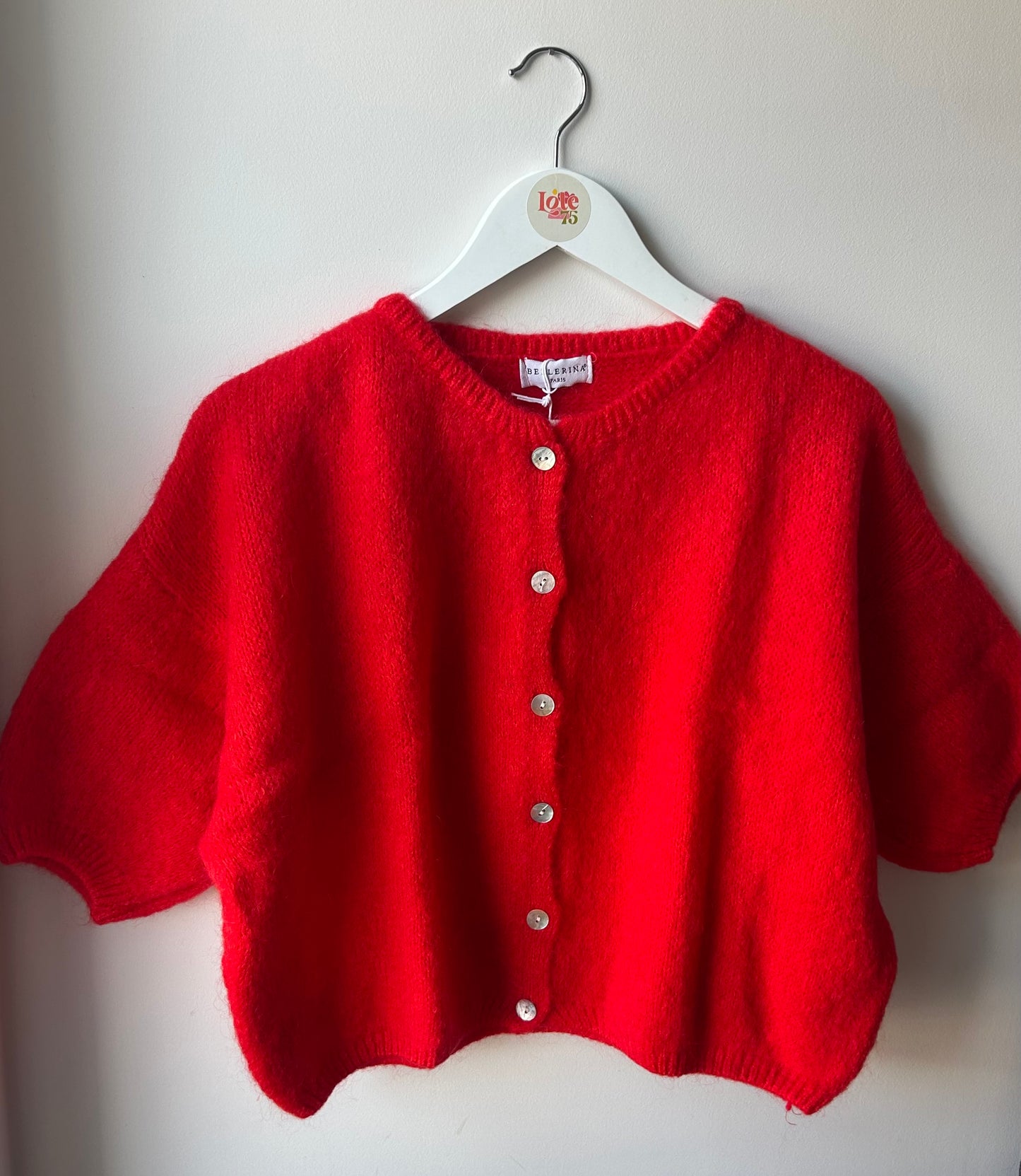 Cropped Mohair Cardigan Red