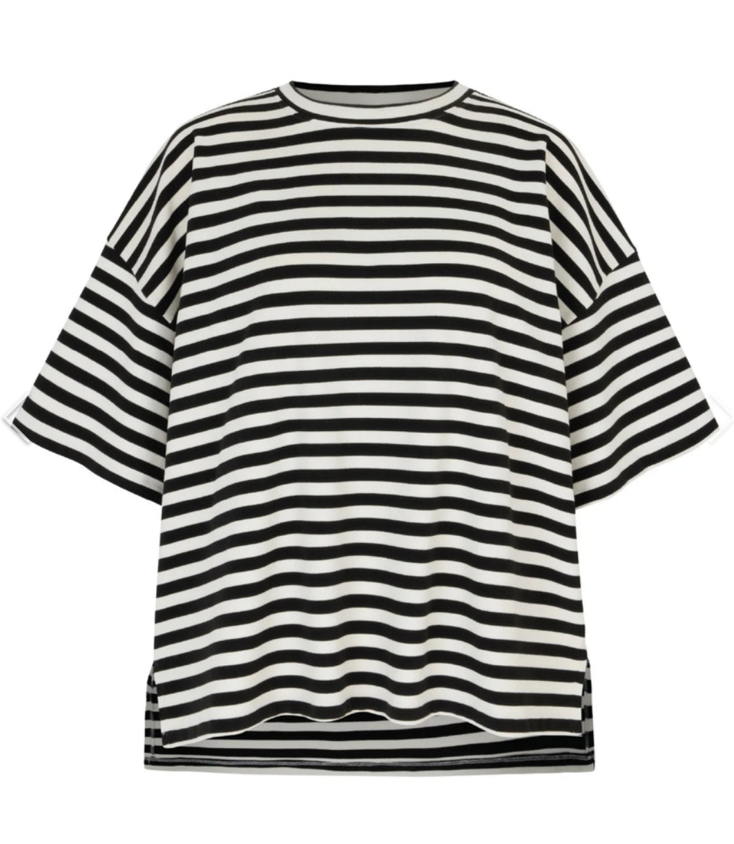 Premium Super Soft Stripe A-Line Tee: Black & White