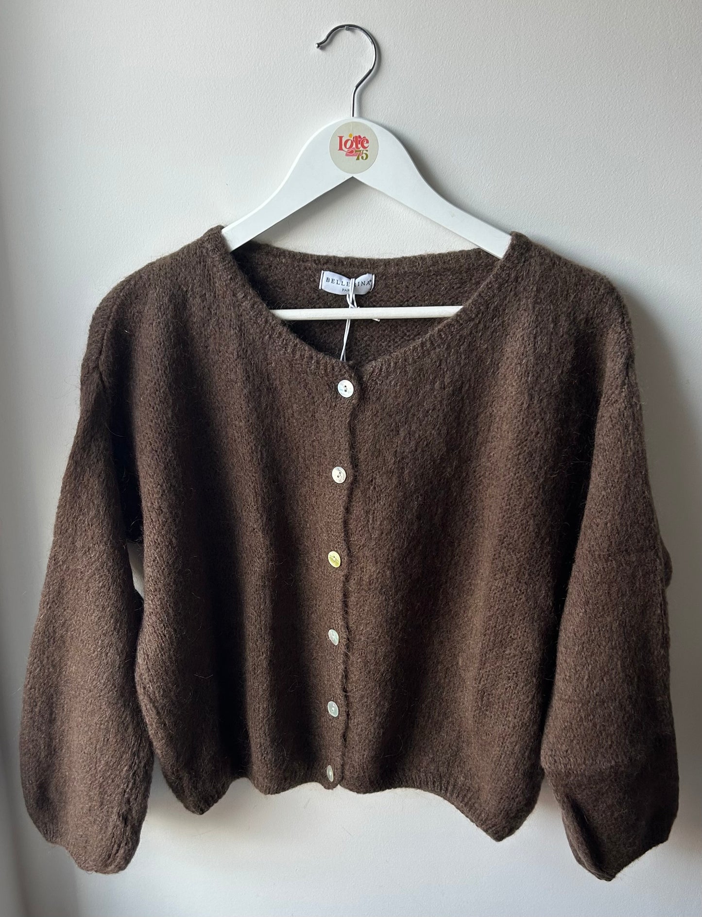 Long Sleeve Mohair Cardigan Chocolate