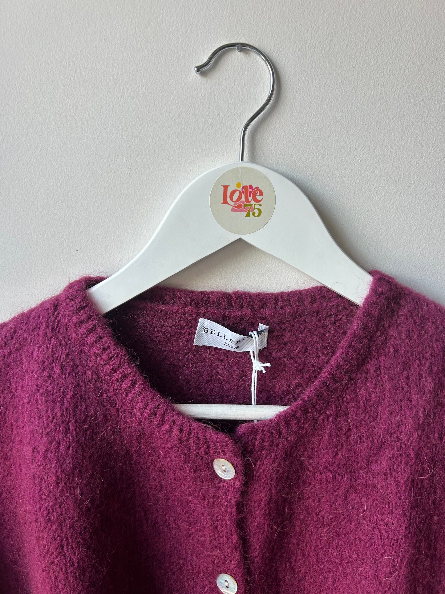 Cropped Mohair Cardigan Aubergine
