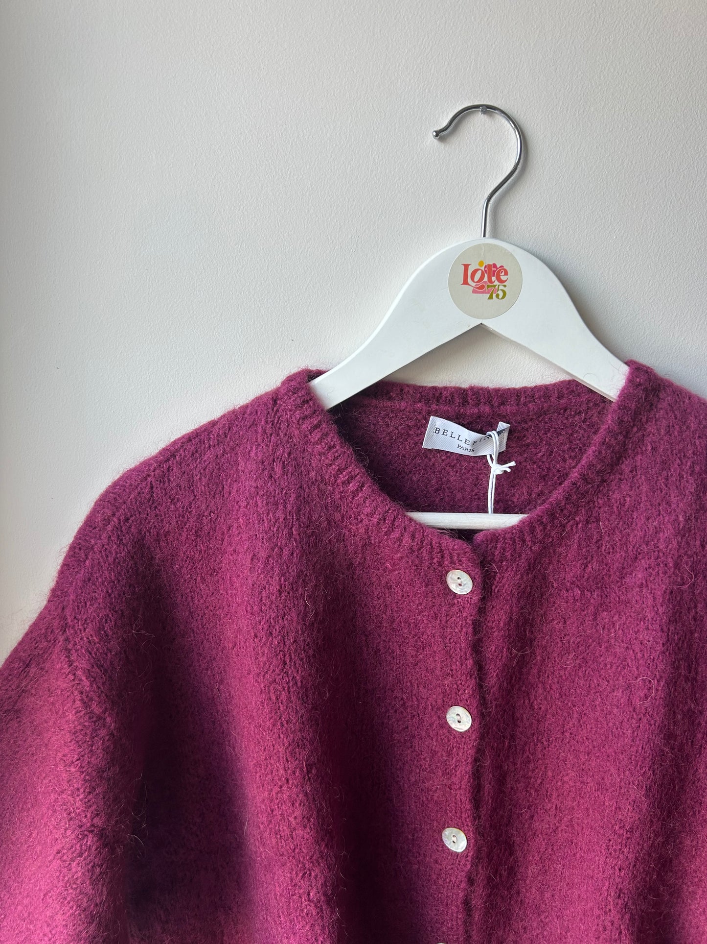 Cropped Mohair Cardigan Aubergine