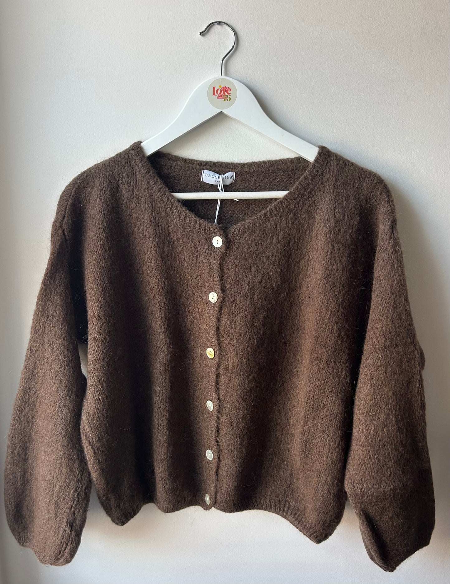 Long Sleeve Mohair Cardigan Chocolate