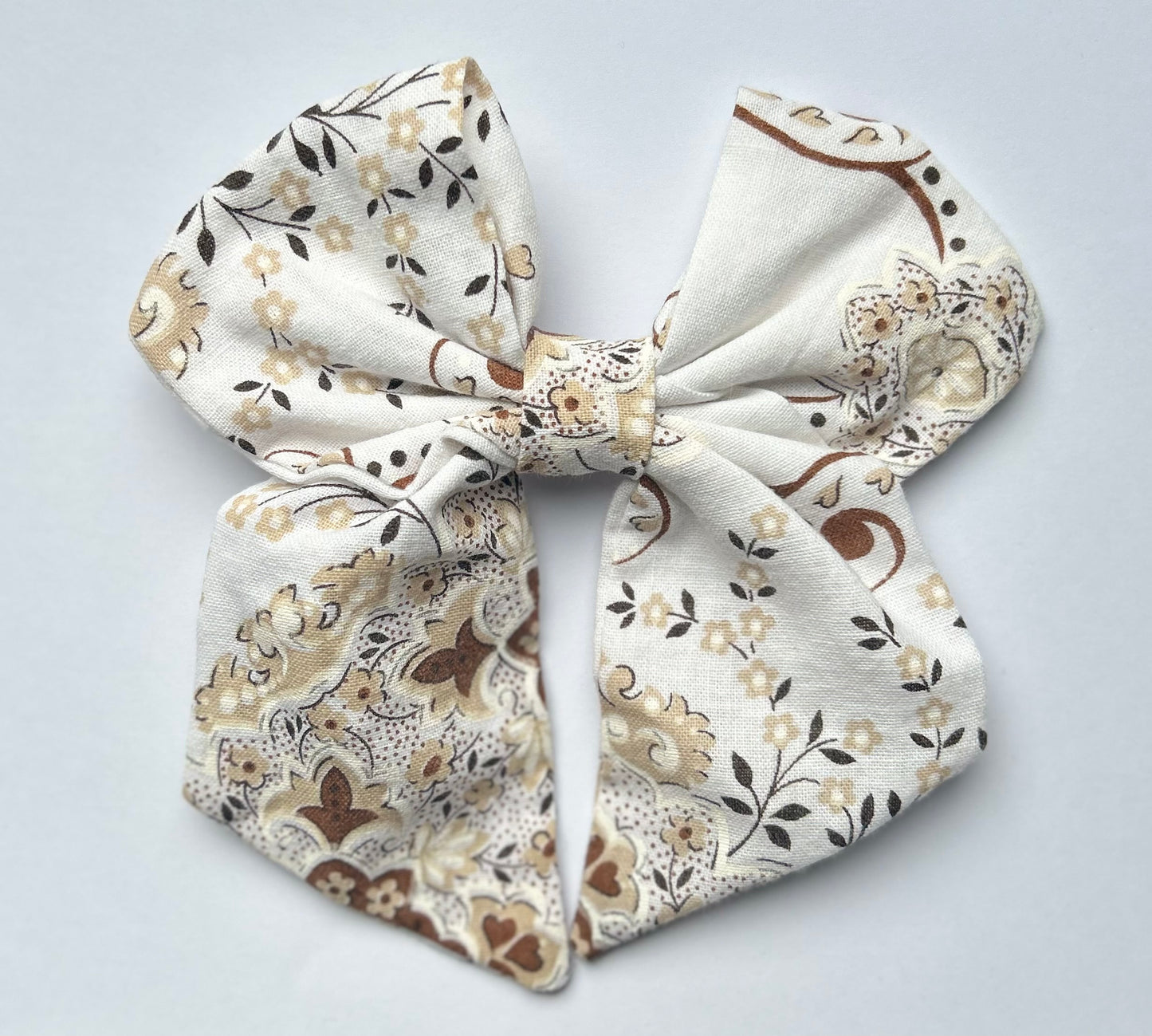Beau Tie Portuguese Brown & White Hair Bow