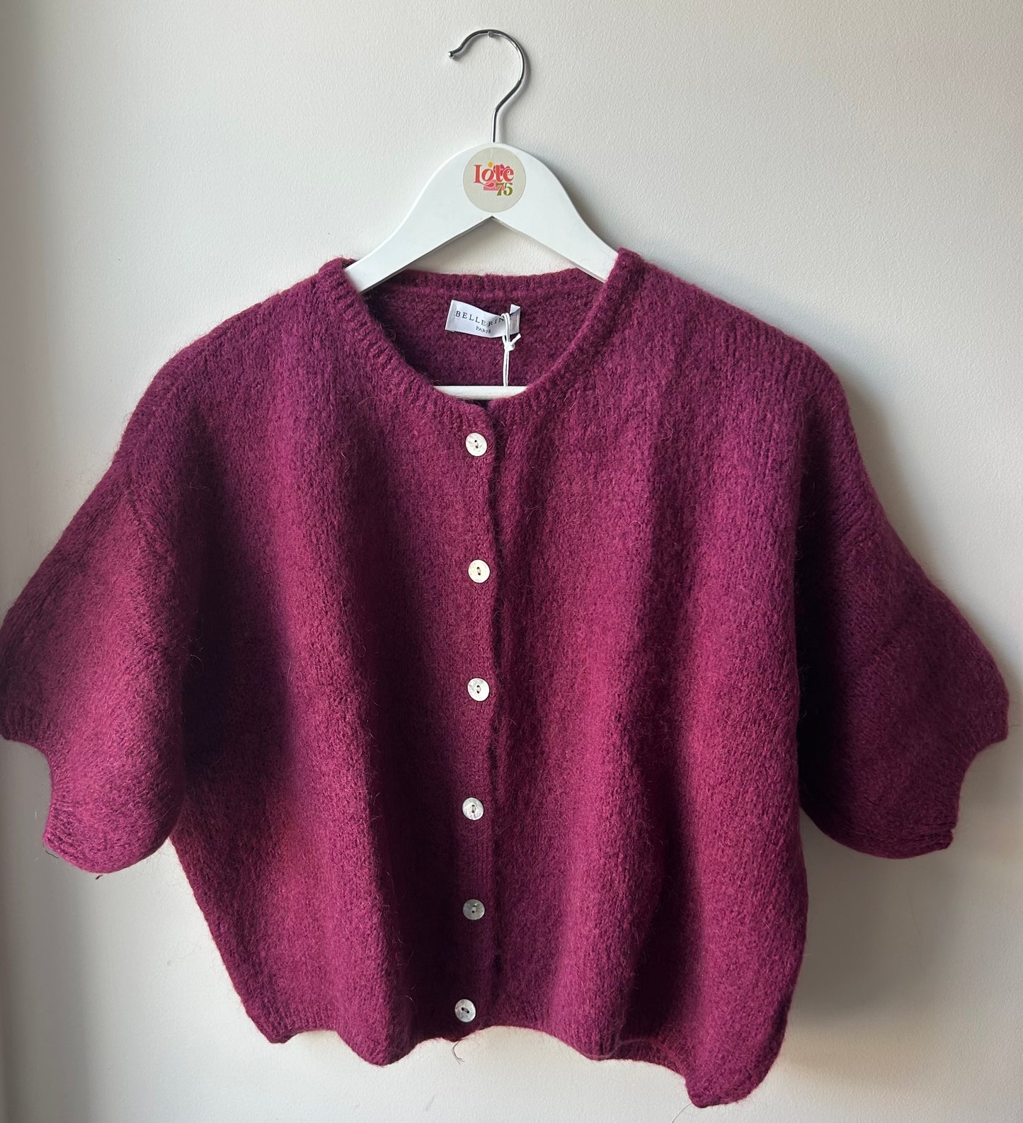 Cropped Mohair Cardigan Aubergine