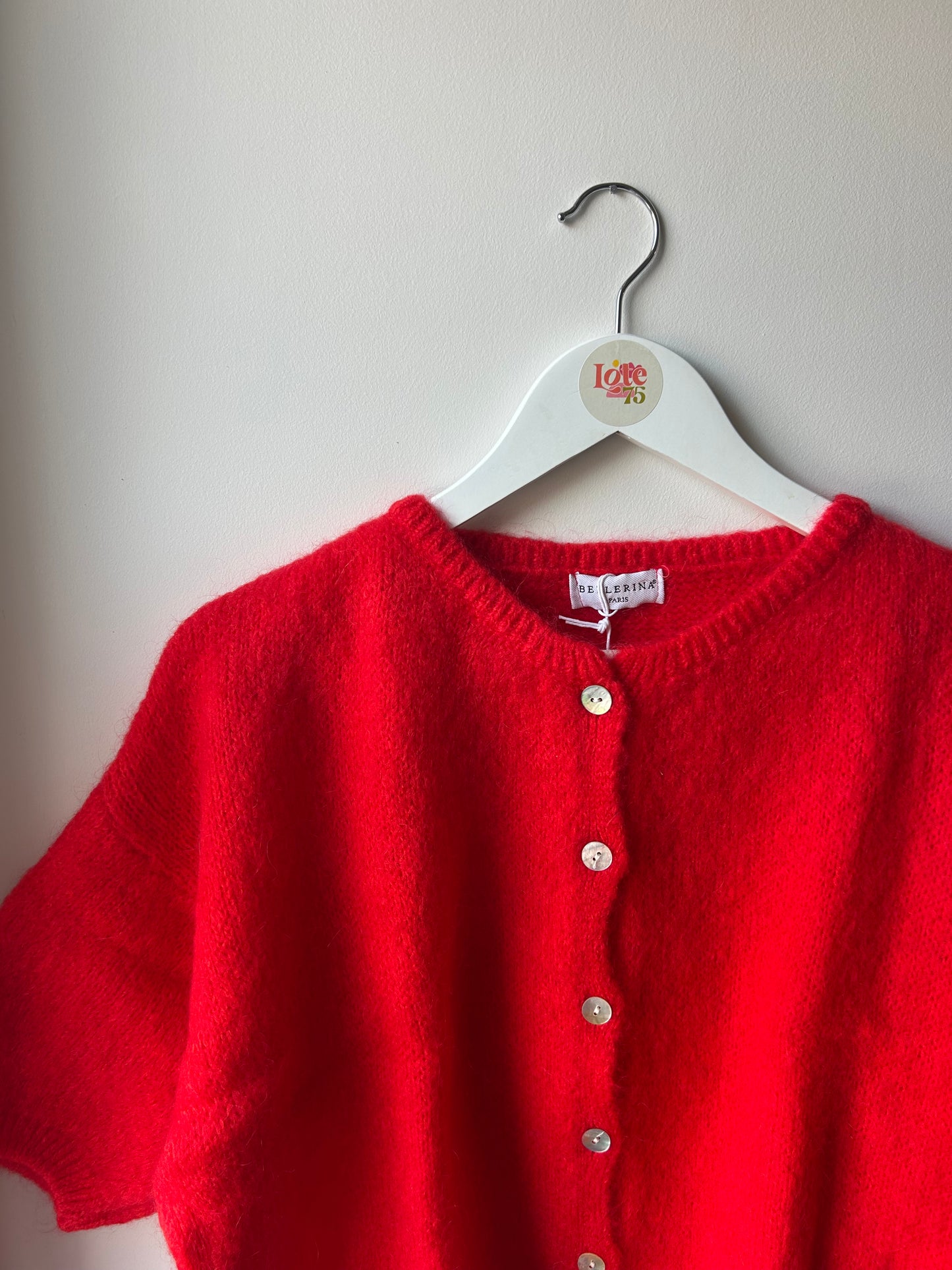 Cropped Mohair Cardigan Red