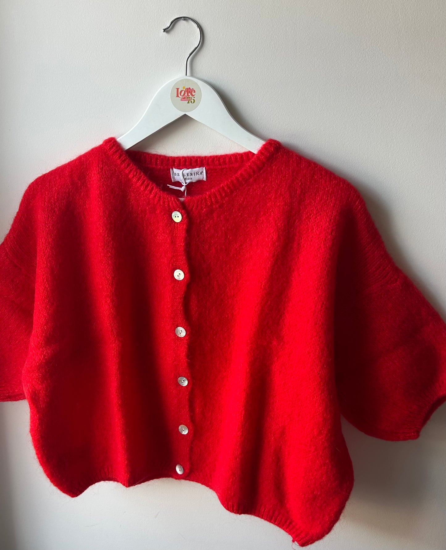 Cropped Mohair Cardigan Red