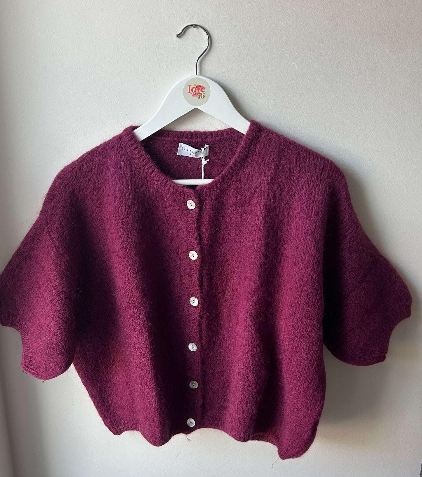 Cropped Mohair Cardigan Aubergine
