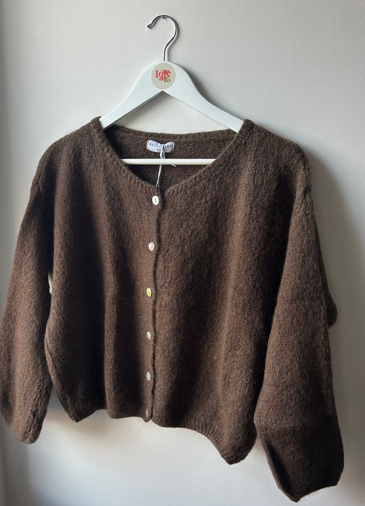 Long Sleeve Mohair Cardigan Chocolate
