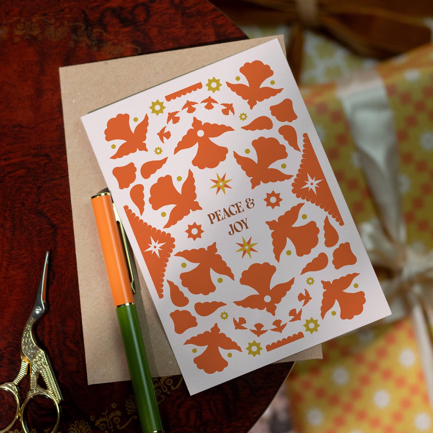 Peace and Joy Christmas Card | Illustrated Mid-Century Card