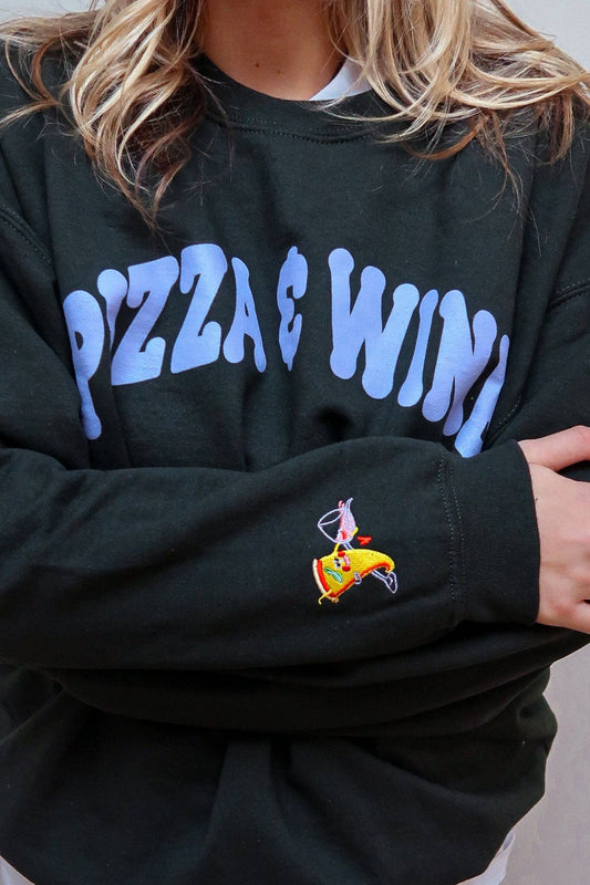 The Pizza & Wine Oversized Sweatshirt in Enchanted Forest Green