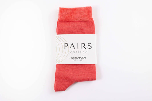 Coral Red Merino Socks: Small UK 4-7