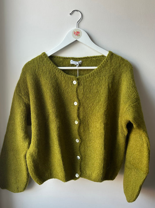 Long Sleeve Mohair Cardigan Olive