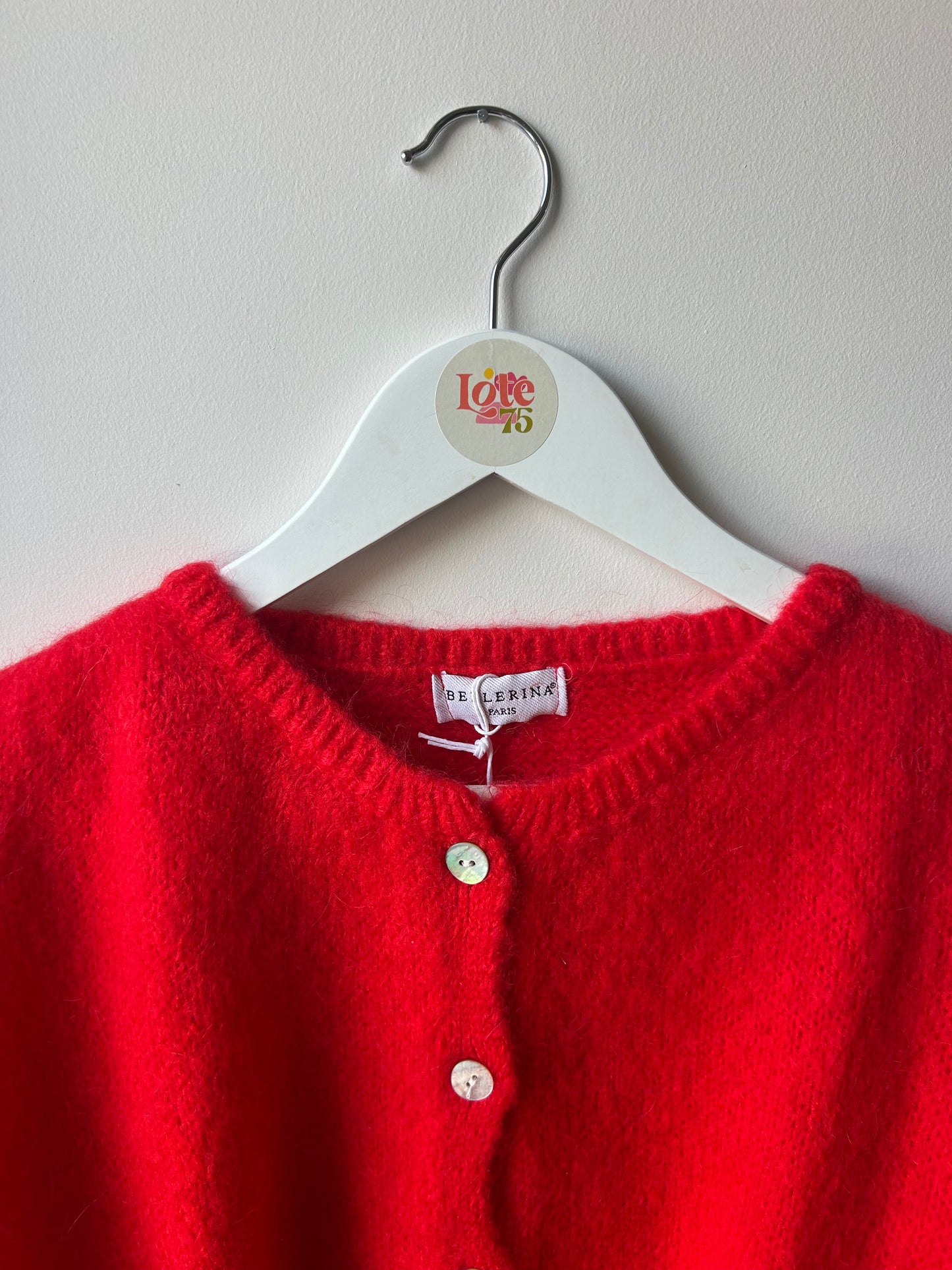 Cropped Mohair Cardigan Red