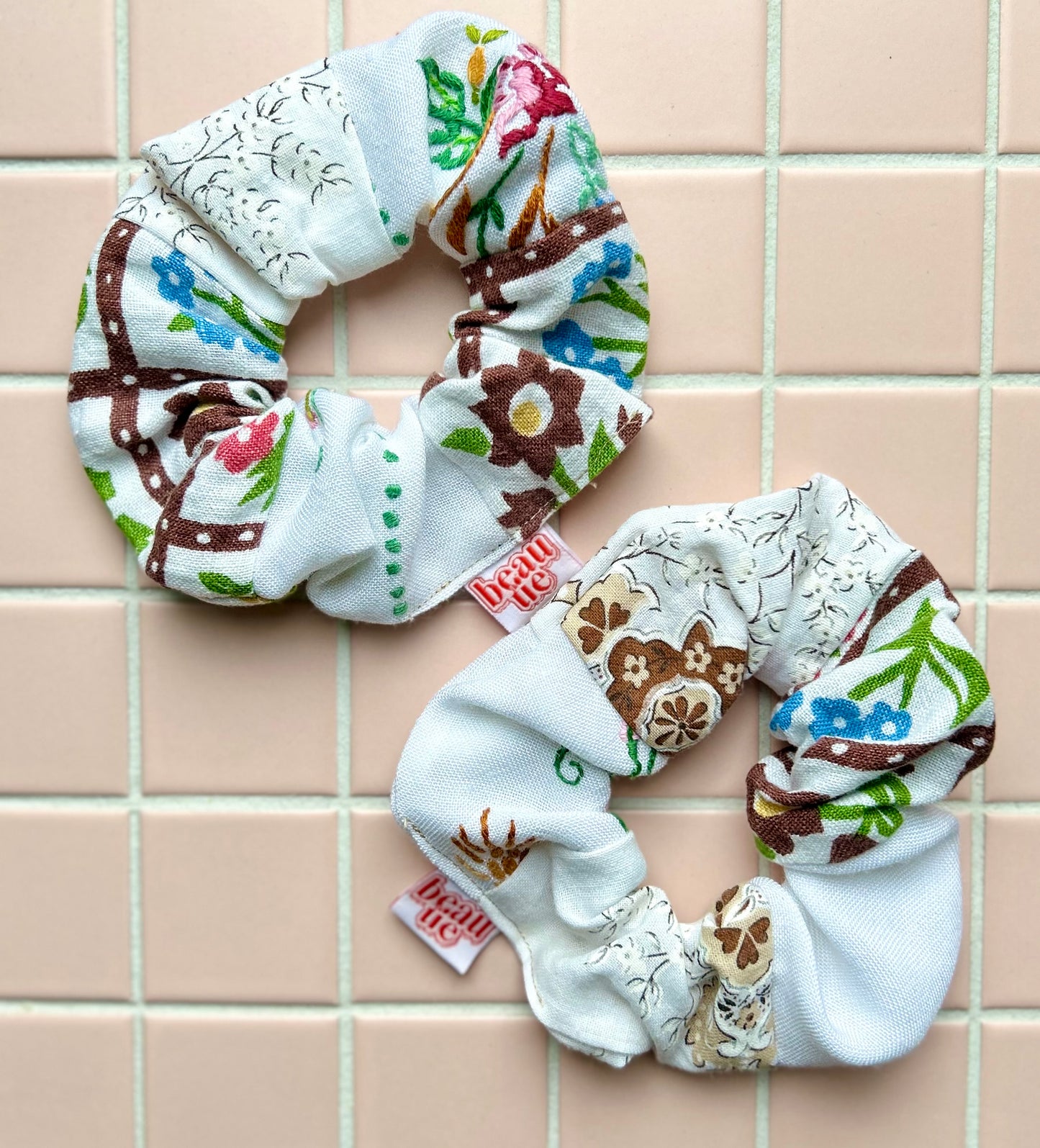 Beau Tie White Patchwork OG Scrunchie