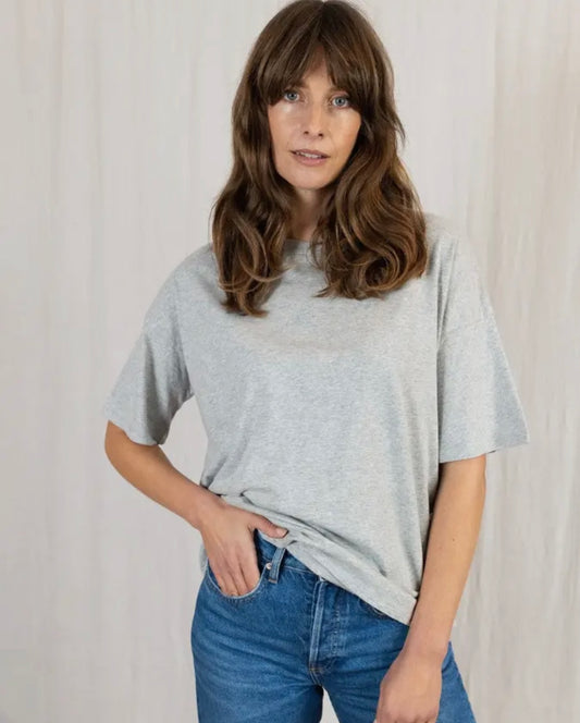 Thia Organic Cotton Crew Grey Marl: Grey Marl, 100% Organic Cotton